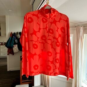 NWT Marimekko Nelma Unikko Orange Floral Blouse